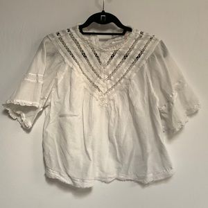 Free people cropped lace top with open back size large